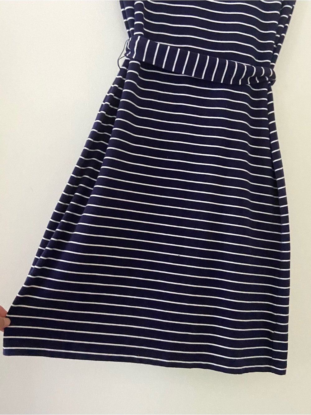 Lauren Ralph Lauren Navy Striped Dress Size Large Belted Nautical Coastal Preppy - Picture 4 of 9